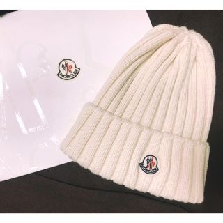 モンクレール(MONCLER)のモンクレ 白ニット帽 新品(ニット帽/ビーニー)