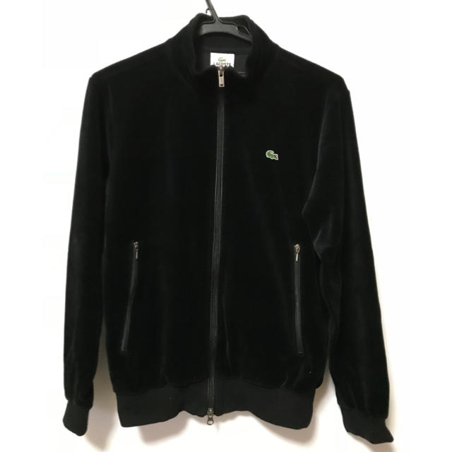 LACOSTE ベロア トラックジャケット ジャージ スウェット ブラック-