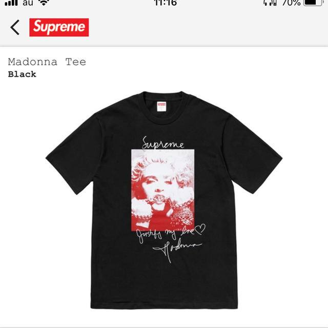 Supreme Madonna tee black 18fw medium