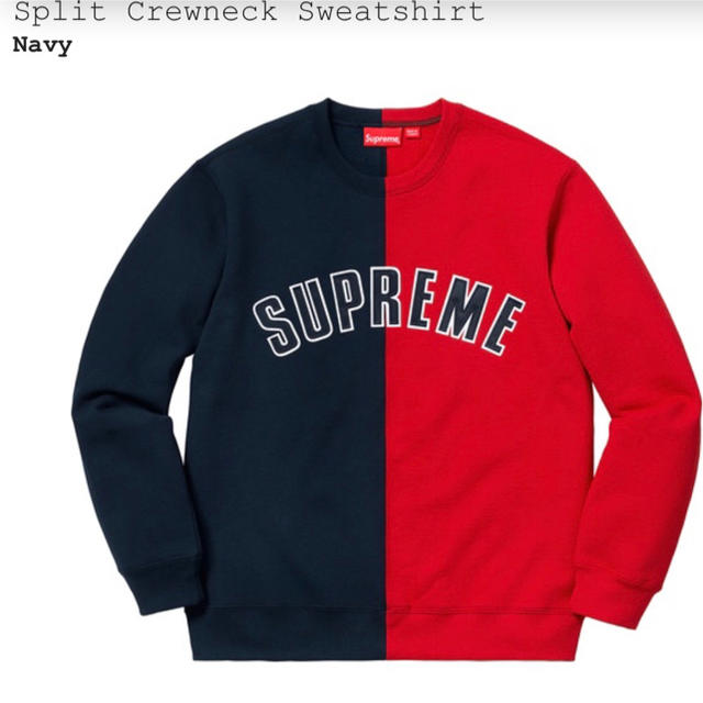 即支払 ネイビー L  supreme Split Crewneck