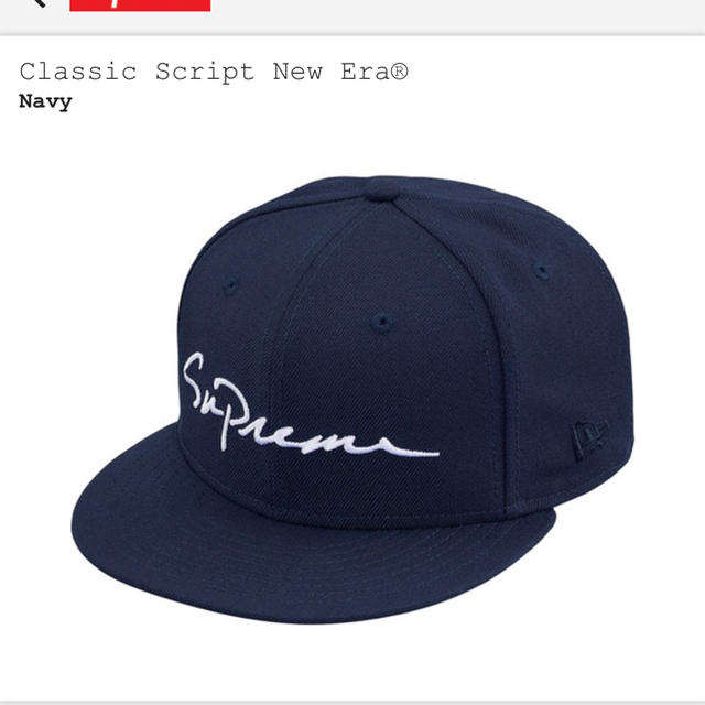 帽子supreme classic script new era NAVY7 5/8