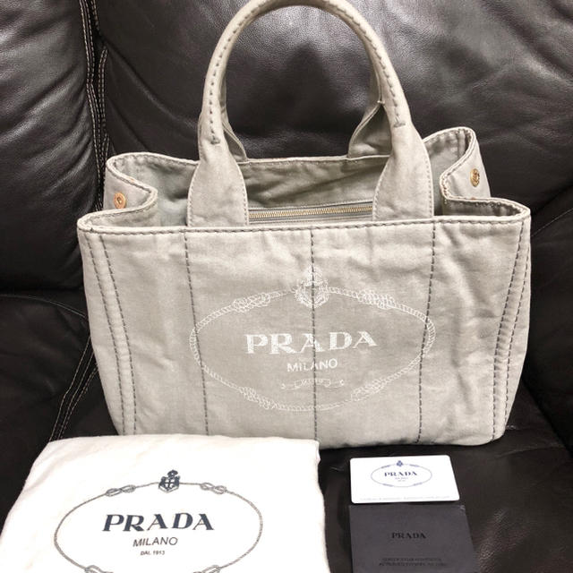 PRADA(プラダ)のPRADA / プラダ カナパ CANAPA DENIM   ライトグレイ レディースのバッグ(トートバッグ)の商品写真