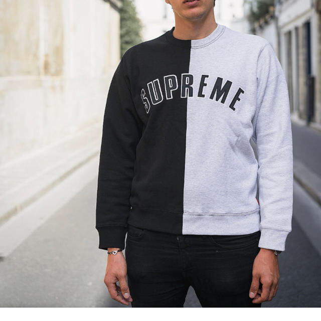 Supreme - supreme split crewneck Sサイズ 白黒の通販 by 安藤