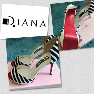 ダイアナ(DIANA)のDIANA❀クリア素材ボーダー柄オープントゥパンプス♡定価15000円(ハイヒール/パンプス)