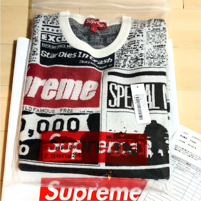 Supreme(シュプリーム)のLサイズ 最安 Supreme Newsprint Sweater メンズのトップス(ニット/セーター)の商品写真