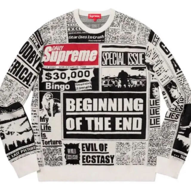 Supreme(シュプリーム)のLサイズ 最安 Supreme Newsprint Sweater メンズのトップス(ニット/セーター)の商品写真