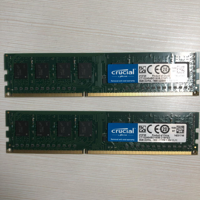 DDR3 1600MHz 8GB x2 動作確認済み PCパーツ