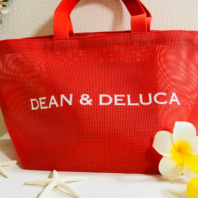 ❰新品❱DEAN & DELUCA メッシュ バッグ ブラッドオレンジ 赤 L