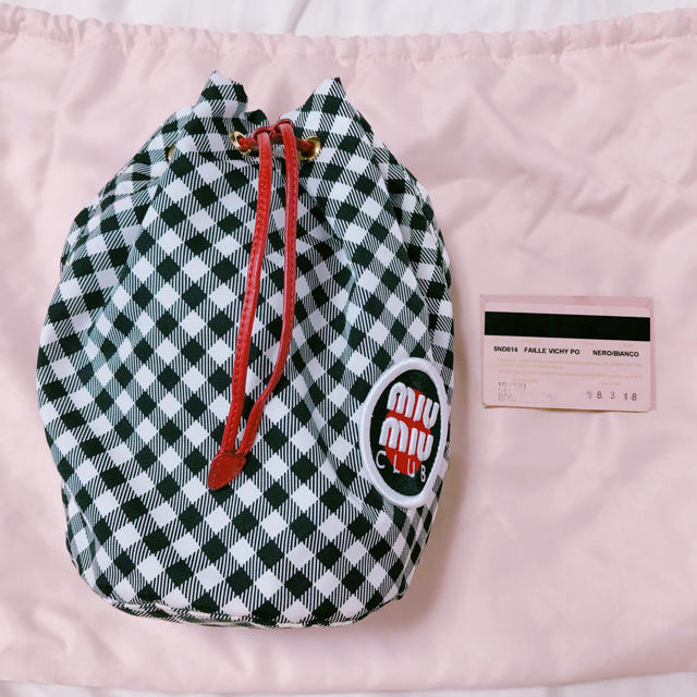 【最終値下】miumiu club ギンガムチェック 巾着バッグ、ポーチ | フリマアプリ ラクマ