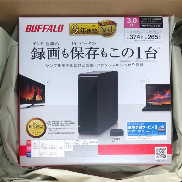 ☆新品☆ バッファロー 外付けHDD ブラック 3TB HD-NRLC3.0-B1端子形状