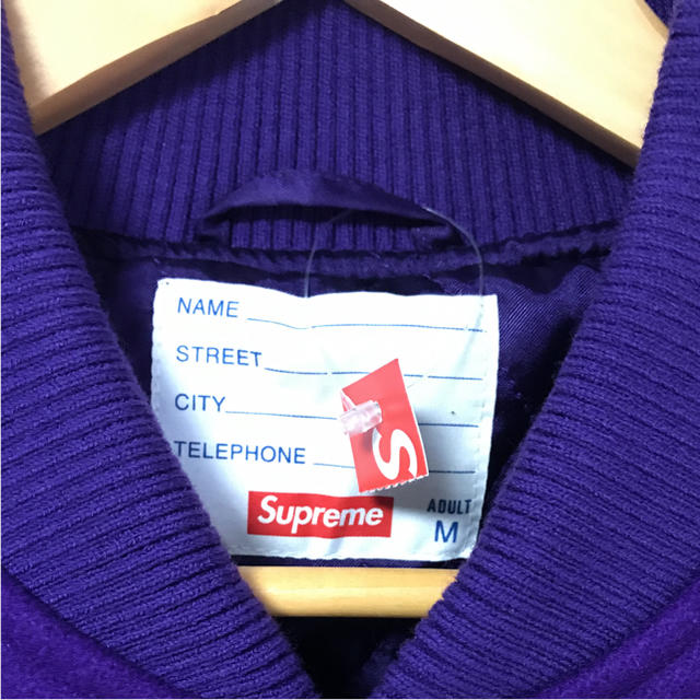 Supreme(シュプリーム)の最安値！ Motion Logo Varsity Jacket Purple M メンズのジャケット/アウター(スタジャン)の商品写真