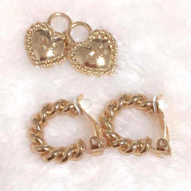 SONIA RYKIEL(ソニアリキエル)の【SONIA RYKIEL】ゴールドハートフープ2wayイヤリング✩︎美品 レディースのアクセサリー(イヤリング)の商品写真