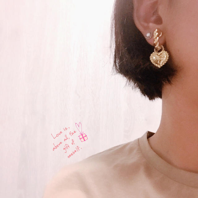 SONIA RYKIEL(ソニアリキエル)の【SONIA RYKIEL】ゴールドハートフープ2wayイヤリング✩︎美品 レディースのアクセサリー(イヤリング)の商品写真