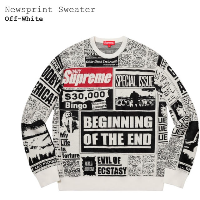 Supreme 18AW Newsprint Sweater M