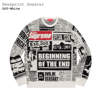 シュプリーム(Supreme)のSupreme Newsprint Sweater Off-White M(ニット/セーター)