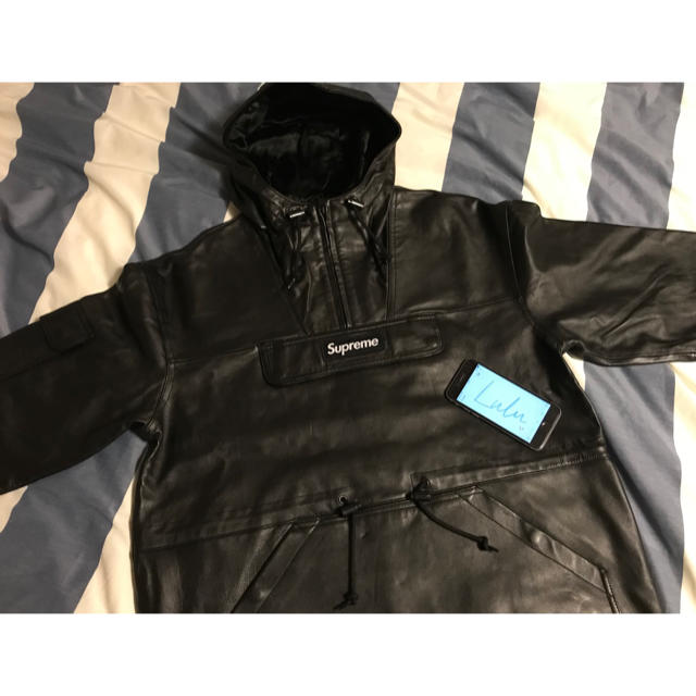 Supreme(シュプリーム)のleather anorak black S メンズのジャケット/アウター(レザージャケット)の商品写真