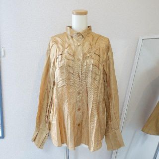 プリーツプリーズイッセイミヤケ(PLEATS PLEASE ISSEY MIYAKE)の未使用美品 PLEATS PLEASE イッセイミヤケ ゴールド 長袖シャツ(シャツ/ブラウス(長袖/七分))