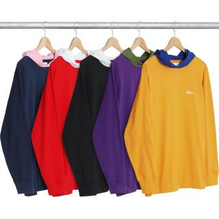 シュプリーム(Supreme)のSupreme - Contrast Hooded L/S Top　黄色　Ｍ(パーカー)