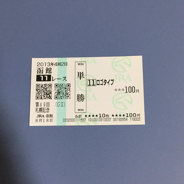 【サカヤ様】ロゴタイプ 札幌記念’13 単勝馬券 チケットのスポーツ(その他)の商品写真