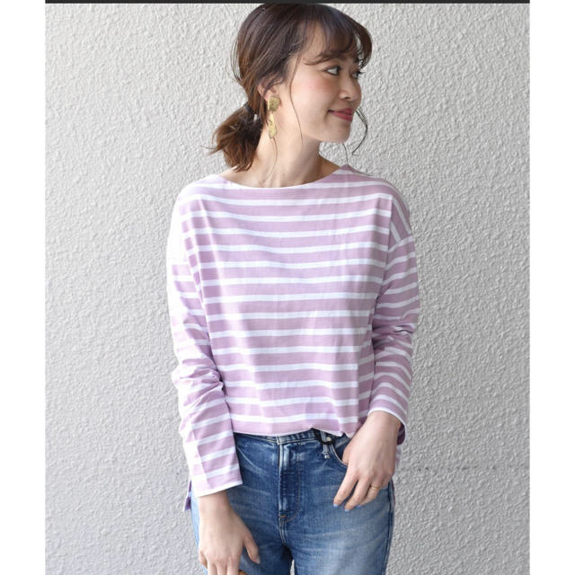 SHIPS for women(シップスフォーウィメン)のships for woman PERUVIANコットンボーダーボートネック レディースのトップス(カットソー(長袖/七分))の商品写真