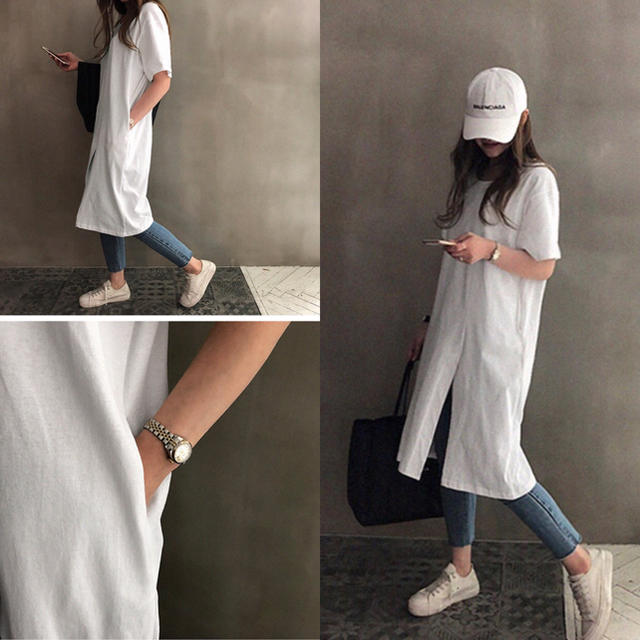 ZARA(ザラ)のややや様 専用      NANING9(ナンニング)変形スリットロングTシャツ レディースのワンピース(ひざ丈ワンピース)の商品写真