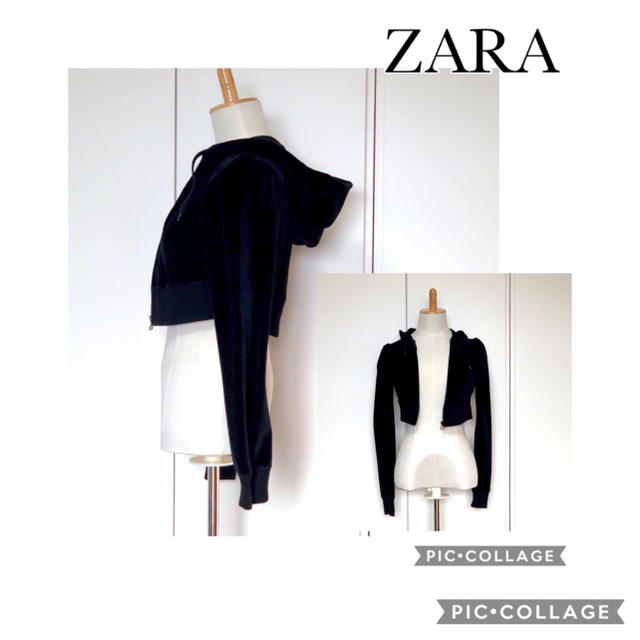 ZARA(ザラ)のZARA クロップドベロアパーカー レディースのトップス(パーカー)の商品写真