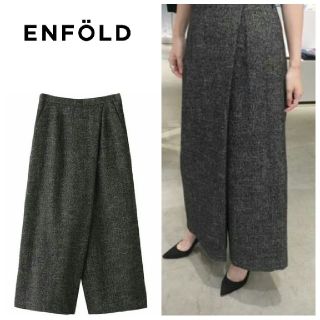 エンフォルド(ENFOLD)の綺麗め★エンフォルド メランジツイードワイドキュロットパンツ36(カジュアルパンツ)