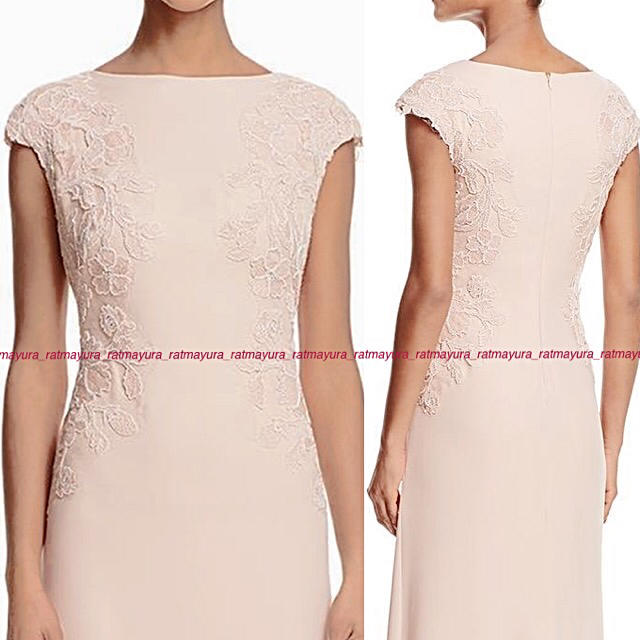 TADASHI SHOJIフローラルレース*ロングドレス上品ピンクX白4/9号 ...