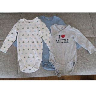 エイチアンドエム(H&M)のH&M　長袖ロンパース　3枚セット　74(ロンパース)