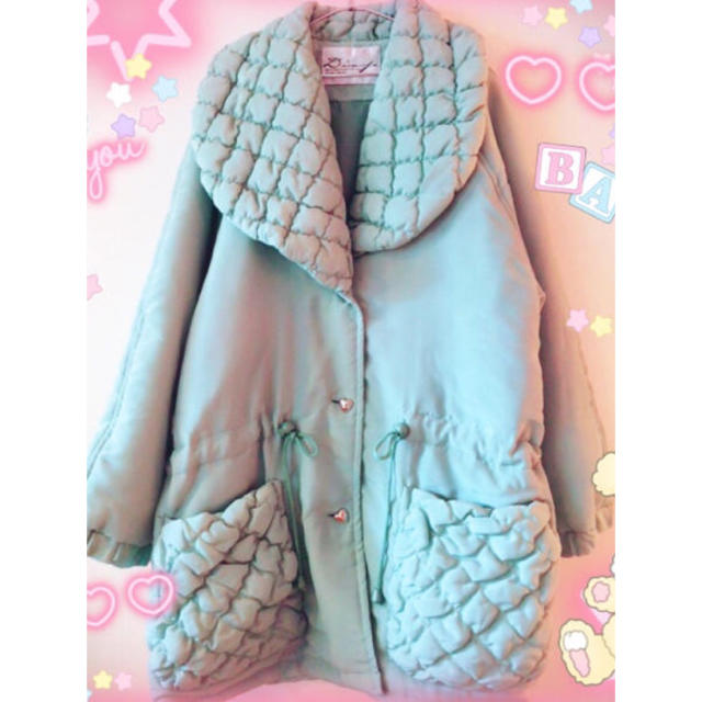merry jenny(メリージェニー)のミントグリーン 中綿コート yakusoku グニフニ  ファンシー レディースのジャケット/アウター(ロングコート)の商品写真