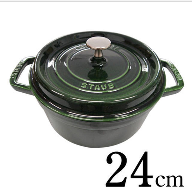 STAUB(ストウブ)のstaub バジルグリーン 24cm ピコ ココット ラウンド インテリア/住まい/日用品のキッチン/食器(鍋/フライパン)の商品写真