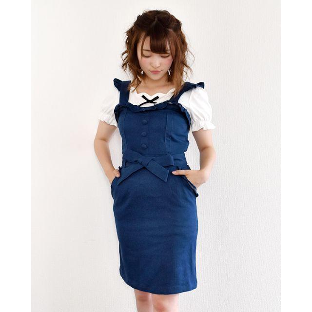 新品 LIZ LISA リズリサ サス付タイトリボンワンピース ブルー - ミニ