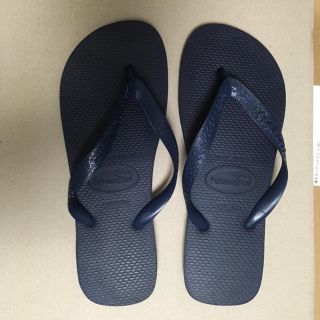 ハワイアナス(havaianas)の夢猫様専用★ハワイアナス ビーチサンダル 39/40 ネイビー(ビーチサンダル)