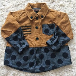 ブランシェス(Branshes)の【美品】branshes ドットアンドボーダー起毛シャツ 90サイズ(ジャケット/上着)