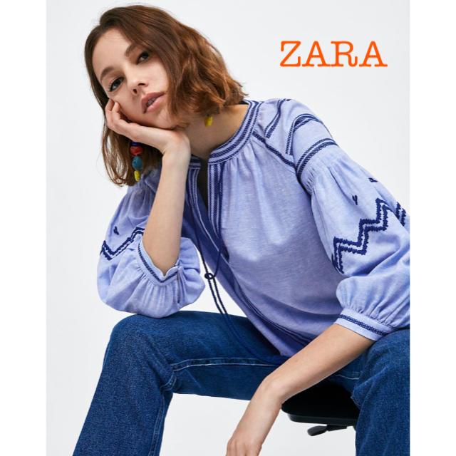 ZARA(ザラ)のSALE！新品未使用 ZARA 刺繍 フリンジ ブラウス XS S レディースのトップス(シャツ/ブラウス(長袖/七分))の商品写真