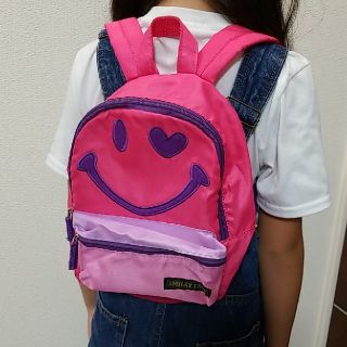 ハート目ニコちゃんリュック ピンク お揃い有(リュックサック)