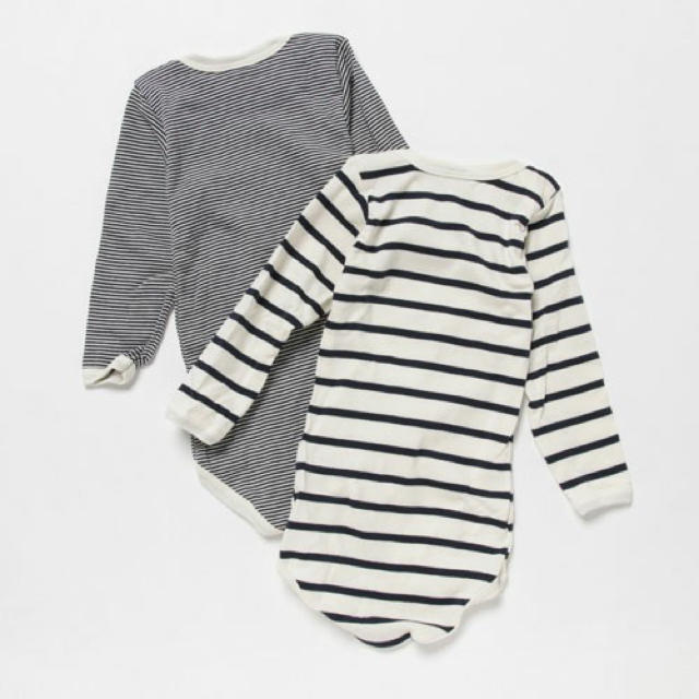 PETIT BATEAU(プチバトー)の36m 新品 プチバトー マリニエール＆ミラレ長袖ボディ２枚組 キッズ/ベビー/マタニティのキッズ服男の子用(90cm~)(下着)の商品写真