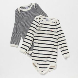 プチバトー(PETIT BATEAU)の36m 新品 プチバトー マリニエール＆ミラレ長袖ボディ２枚組(下着)