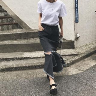 アメリヴィンテージ(Ameri VINTAGE)のアメリヴィンテージ DENIM ZIGZAG SK 美品(ひざ丈スカート)