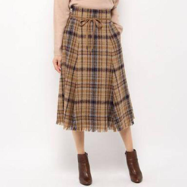 Mila Owen(ミラオーウェン)のMila owen ミラオーウェン チェック柄 フリンジ スカート レディースのスカート(ひざ丈スカート)の商品写真