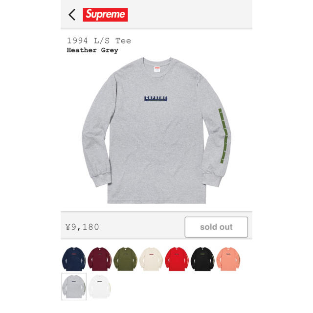 格安正規品 supreme 1994 L/S Tee シュプリーム ロンT 2018aw Tシャツ