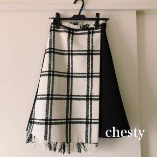 チェスティ(Chesty)の美品 chesty チェックスカート(ひざ丈スカート)
