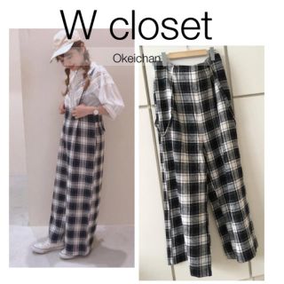 ダブルクローゼット(w closet)の1度使用しました☆チェック柄サス付きパンツ(カジュアルパンツ)