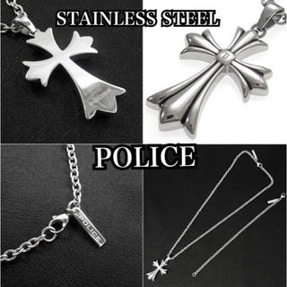 ポリス(POLICE)のSTAINLESS STEEL POLICE クロス(十字架)ネックレス☆美品！(ネックレス)