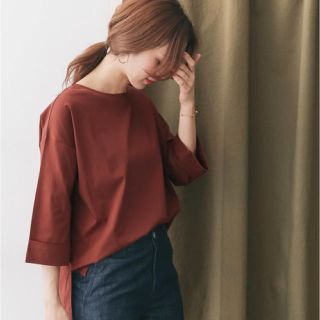 アーバンリサーチドアーズ(URBAN RESEARCH DOORS)のアーバンリサーチ ドアーズ シルケットスムースワイドTシャツ RED BROWN(カットソー(長袖/七分))