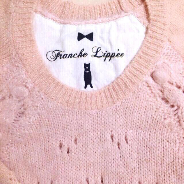 franche lippee(フランシュリッペ)のリッペ♡りぼんのゆったりラメニットワンピ レディースのワンピース(ひざ丈ワンピース)の商品写真