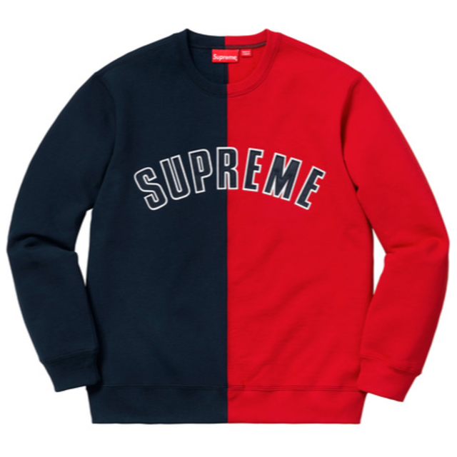 Supreme(シュプリーム)の送料無料 Split Crewneck Sweatshirt XL 紺 赤 メンズのトップス(スウェット)の商品写真