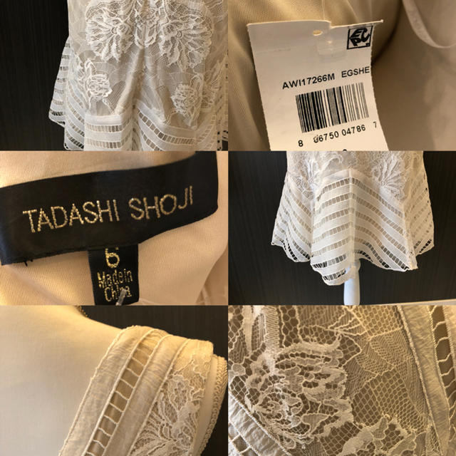 ひざ丈ワンピースタダシショージ Tadashi shoji アイボリー レース ワンピース