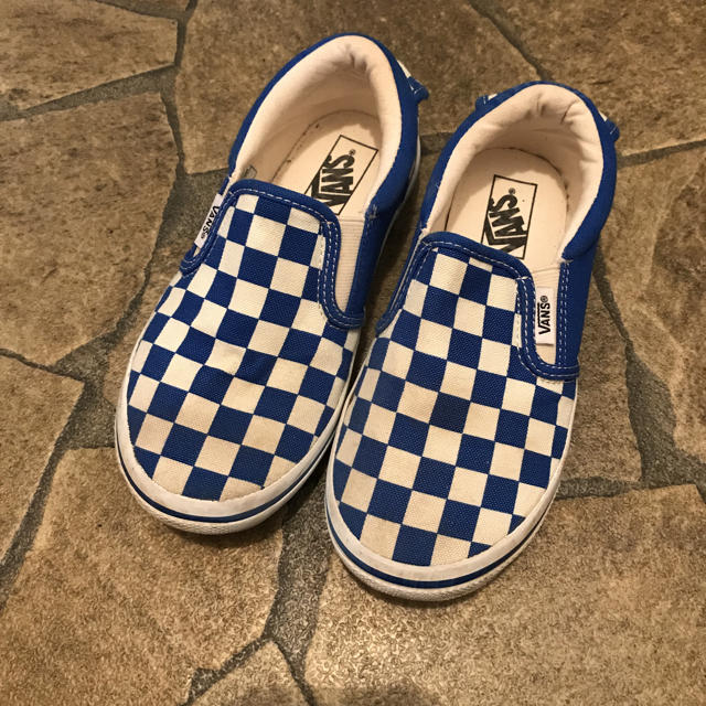 VANS(ヴァンズ)の【 VANS 21cm】チェッカースリッポン（ブルー×ホワイト） キッズ/ベビー/マタニティのキッズ靴/シューズ(15cm~)(スリッポン)の商品写真