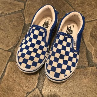 ヴァンズ(VANS)の【 VANS 21cm】チェッカースリッポン（ブルー×ホワイト）(スリッポン)